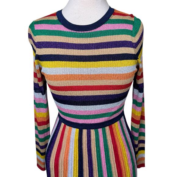 BODEN Metallic Stripe Long Sleeve Ribbed Sweater Dress Size 6 - Picture 8 of 10